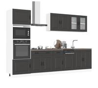 Owoxanthellate Set di 7 armadi da cucina Kalmar nero porte in vetro altezza 80 × 46 × 207 cm