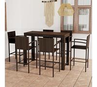 Owoxanthellate Set di 7 barre da giardino in rattan PE/acciaio, 140,5 × 60,5 × 110,5 cm, resistente alle intemperie, moderno, balcone terrazza