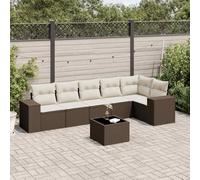 Owoxanthellate Set di 7 divani da giardino, 62 x 62 cm, in rattan sintetico, resistente alle intemperie, con tavolo in vetro e comodo cuscino decorativo modulare, adatto per terrazze, balconi e