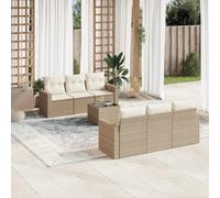 Owoxanthellate Set di 7 divani da giardino beige in rattan sintetico con cuscino rimovibile per balcone, terrazza e veranda d'inverno, 55 x 62 x 69 cm, design moderno e durevolezza per Outdoor Living
