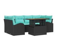Owoxanthellate Set di 7 divani da giardino con vano portaoggetti, in rattan, colore nero | Lounge modulare per terrazza e giardino con pratici bauli sotto i sedili e un tavolino da caffè.