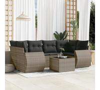 Owoxanthellate Set di 7 divani da giardino grigio, 55 x 55 x 37 cm, in rattan sintetico, resistente alle intemperie, con spazio e cuscino rimovibile, modulare, per balcone, terrazza, giardino e patio