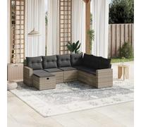 Owoxanthellate Set di 7 divani da giardino, grigio chiaro, 62 x 62 x 69 cm, in rattan sintetico, resistente alle intemperie, con cuscino rimovibile, modulare, per giardino, terrazza e balcone