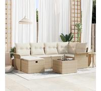 Owoxanthellate Set di 7 divani da giardino in polyrattan beige, 62 x 55 x 85 cm, modulare e durevole, con spazio di archiviazione, balcone, terrazza, per momenti di relax all'aperto