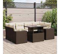 Owoxanthellate Set di 7 divani da giardino in polyrattan, resistente agli agenti atmosferici, con spazio di archiviazione e tavolo regolabile in altezza, per balcone, terrazza e giardino d'inverno