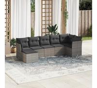 Owoxanthellate Set di 7 divani da giardino in rattan PE grigio, 55 x 62 x 69 cm, design modulare e salvaspazio per piccoli balconi, terrazze e salone all'aperto