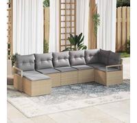 Owoxanthellate Set di 7 divani da giardino in rattan sintetico, beige, 62 x 62 x 85 cm, modulare resistente alle intemperie, con imbottitura per il balcone, la terrazza e il salone all'aperto