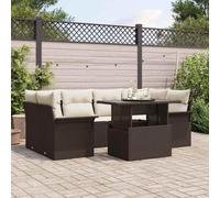 Owoxanthellate Set di 7 divani da giardino in rattan sintetico marrone con montaggio altezza schienale 69 cm, modulare resistente alle intemperie, per balcone, terrazza, giardino, sedile, fino a 6
