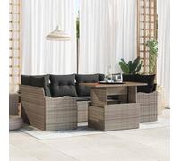 Owoxanthellate Set di 7 divani da giardino in rattan sintetico, modulare ad angolo, con panchina e tavolo, robusto telaio in acciaio, resistente alle intemperie, per terrazza, giardino, balcone