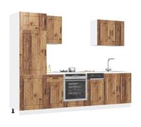 Owoxanthellate Set di 7 mobili da cucina Kalmar in legno anticato, 80 x 46 x 81,5 cm, resistente materiale in legno con piedini regolabili in altezza, design moderno e durevole per cucina, sala da