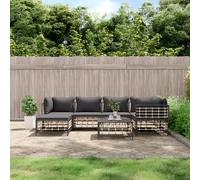 Owoxanthellate Set di 7 pezzi da giardino antracite 72 cm divano angolare in polyrattan con seduta modulare, set da tavolo robusto per balcone, terrazza, giardino d'inverno