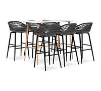 Owoxanthellate Set di 7 tavolini da bar bianchi e grigi, 120 x 60 x 105 cm, gambe in metallo MDF effetto legno, per sala da pranzo, giardino, balcone e ristoranti