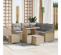 Owoxanthellate Set di 8 divani da giardino beige in rattan sintetico, resistente agli agenti atmosferici, 845 kg, robusto inserto regolabile per balcone, terrazza, lounge