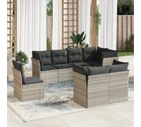 Owoxanthellate Set di 8 divani da giardino, grigio chiaro, 124 x 62 x 69 cm, in polyrattan, resistente alle intemperie, modulare, con spazio di archiviazione e rivestimenti lavabili per balcone