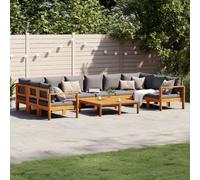 Owoxanthellate Set di 8 divani da giardino in legno massello di acacacia, 114 x 68 cm, design moderno con cuscini spessi, modulare lounge per balcone, terrazza e giardino d'inverno