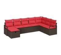 Owoxanthellate Set di 8 divani da giardino in polyrattan con cuscini | Set modulare lounge per terrazza e giardino con comode imbottiture e possibilità di posizionamento flessibili.