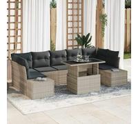 Owoxanthellate Set di 8 divani da giardino in polyrattan e panchina centrale, 100 x 55 x 73 cm, altezza regolabile, design moderno, robusto e durevole, per balcone, terrazza, giardino d'inverno