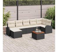 Owoxanthellate Set di 8 divani da giardino in polyrattan nero, 55 x 55 x 37 cm, design moderno con spazio di archiviazione e acacia resistente alle intemperie, per balcone, terrazza, giardino