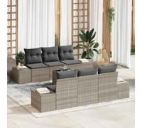 Owoxanthellate Set di 8 divani da giardino in rattan sintetico, colore grigio chiaro e scuro, con tavolo regolabile in altezza, 55 x 55 x 37 cm, design moderno, robusto e durevole, per balcone