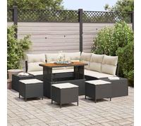 Owoxanthellate Set di 8 divani da giardino in rattan sintetico, modulare, altezza seduta 55 cm, funzione spazio di archiviazione resistente ai raggi UV, per terrazze, balconi e giardini d'inverno