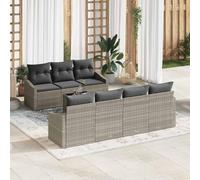 Owoxanthellate Set di 8 divani da giardino modulari in polyrattan, in grigio chiaro e grigio scuro, con tavolo 55 x 55 x 37 cm, per balcone e piccole terrazze