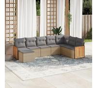 Owoxanthellate Set di 8 divani lounge in polyrattan, 62 x 62 x 69 cm, modulari, resistenti alle intemperie, salvaspazio, per balcone, terrazza, giardino