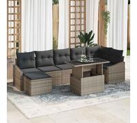 Owoxanthellate Set di 8 divani modulari da giardino, in rattan sintetico, grigio, 399 x 74 x 55 cm, struttura robusta per terrazza, balcone, giardino d'inverno, salva spazio