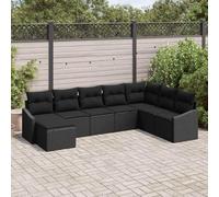 Owoxanthellate Set di 8 divani neri per esterni, 255 x 255 cm, in rattan sintetico, resistente ai raggi UV, con tavolo regolabile e resistente alle intemperie, per giardino, terrazza e balcone