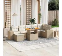 Owoxanthellate Set di 8 mobili da giardino in polyrattan beige, 62 x 62 x 69 cm, divano ad angolo, divano centrale tavolo, resistente alle intemperie, per balcone, terrazza, giardino e piccoli angoli