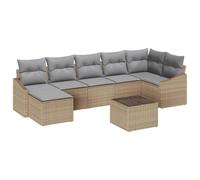 Owoxanthellate Set di 8 mobili da giardino in polyrattan, modulare, moderno, beige, grigio chiaro, 288,5 x 123,5 x 85 cm, resistente ai raggi UV, per balcone, terrazza, giardino