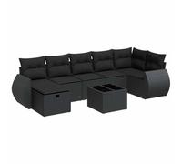 Owoxanthellate Set di 8 mobili da giardino in polyrattan nero ad angolo e divano centrale 55 x 55 cm, seduta con spazio di archiviazione e sacchetti impermeabili, resistente ai raggi UV, per balconi