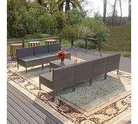 Owoxanthellate Set di 8 sedie da giardino in polyrattan grigio resistente alle intemperie, 60 x 60 cm, per balconi e terrazzi, con cuscini, design moderno per piccoli giardini e giardini d'inverno