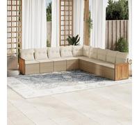 Owoxanthellate Set di 9 divani da giardino, beige, 62 x 62 x 69 cm, in polyrattan resistente alle intemperie, con spazio di archiviazione, set modulare completo, per terrazza, balcone e giardino