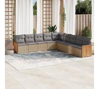 Owoxanthellate Set di 9 divani da giardino beige, 62 x 62 x 69 cm, in rattan sintetico, resistente ai raggi UV, resistente agli agenti atmosferici e modulare, per balconi, lounge e zona salotto