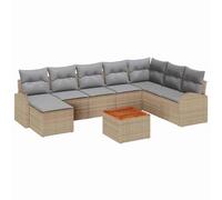 Owoxanthellate Set di 9 divani da giardino, colore beige, grigio chiaro, 289 x 179 x 69 cm, in rattan sintetico, modulare, con tavolo in legno di acacia, resistente agli agenti atmosferici e ai raggi