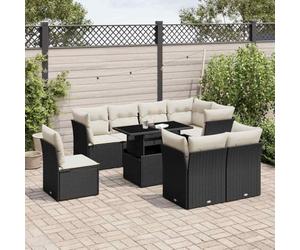 Owoxanthellate Set di 9 divani da giardino con tavolo regolabile in altezza, 100 x 55 x 44/73 cm, in rattan sintetico, resistente alle intemperie e ai raggi UV, per terrazze, balcone, giardino