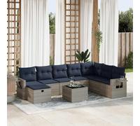 Owoxanthellate Set di 9 divani da giardino in polyrattan, colore grigio, 55 x 53 x 34 cm, resistente alle intemperie, per terrazze, balconi, esterni
