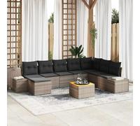 Owoxanthellate Set di 9 divani da giardino in rattan sintetico, con spazio di archiviazione, modulare, design moderno, robusto e lounge per terrazza, balcone e patio