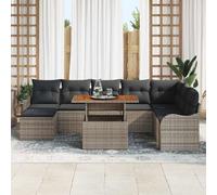 Owoxanthellate Set di 9 divani da giardino modulari in polyrattan grigio con spazio di archiviazione, 7 posti salone angolare per balcone, terrazza, giardino e giardino d'inverno