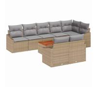 Owoxanthellate Set di 9 lounge da giardino in rattan sintetico, colore beige, grigio chiaro, 288 x 123 x 69 cm, modulare, resistente alle intemperie, con spazio di archiviazione, resistente ai raggi