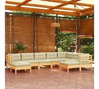 Owoxanthellate Set di 9 mobili da giardino in legno di pino massiccio, 63,5 x 63,5 x 62,5 cm, modulare, robusto, per esterni, terrazza, balcone e giardino d'inverno