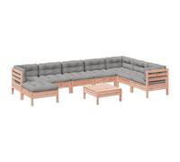Owoxanthellate Set di 9 mobili da giardino in legno massiccio Douglasie, 63,5 x 63,5 cm, per terrazze, balconi, esterni, resistente alle intemperie, con cuscino grigio Oxford
