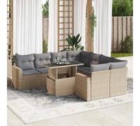 Owoxanthellate Set di 9 mobili da giardino in polyrattan, 100 x 55 cm, regolabile, fino a tavolo da pranzo, balcone, per esterni, resistente alle intemperie, per terrazza, giardino e giardino
