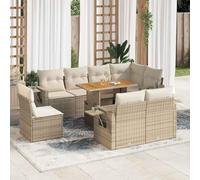 Owoxanthellate Set di 9 mobili da giardino in polyrattan, beige, 55 x 53 x 34 cm, divano ad angolo, con spazio di archiviazione, resistente alle intemperie, moderno, per balcone, terrazza e cortile