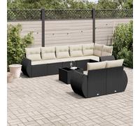 Owoxanthellate Set di 9 mobili da giardino in rattan sintetico, con tavolo in vetro, 70 x 62 x 69 cm, divano ad angolo, divano centrale resistente alle intemperie e ai raggi UV, per terrazze, balcone