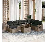 Owoxanthellate Set di 9 mobili da giardino in rattan sintetico, resistente alle intemperie, 62 x 62 x 69 cm, con tavolo da giardino regolabile e cuscino imbottito, design moderno per terrazza, balcone