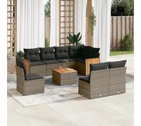 Owoxanthellate Set di 9 sedie in rattan di acacia, 346 cm, resistente ai raggi UV e alle intemperie, per balcone, terrazza, giardino d'inverno