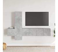 Owoxanthellate Set di credenza per TV, grigio cemento, 5 pezzi, montaggio a parete, 60 x 30 x 30 cm, in legno dal design moderno, robusto e durevole, adatto per soggiorno, camera da letto, corridoio