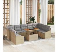 Owoxanthellate Set di divani da giardino, 10 pezzi, beige, in rattan sintetico, resistente alle intemperie, modulare, con spazio per 9 persone, per terrazze, balconi e giardini
