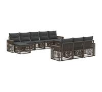 Owoxanthellate Set di divani da giardino, 10 pezzi, in polyrattan, grigio | Salotto angolare modulare per terrazza e giardino con cuscini e robusto telaio in acciaio per un massimo di dieci persone.